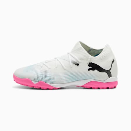 FUTURE 7 MATCH TT voetbalschoenen voor dames, PUMA White-PUMA Black-Poison Pink-Bright Aqua-Silver Mist, small