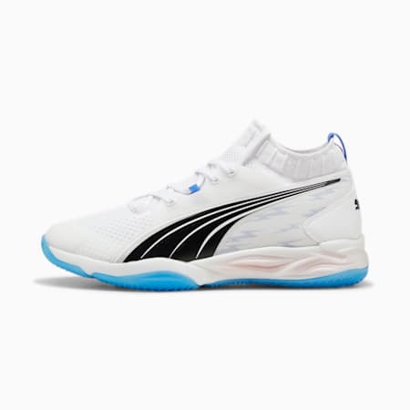 Eliminate NITRO™ SQD Handball Shoes, PUMA White-Bluemazing-PUMA Black, small