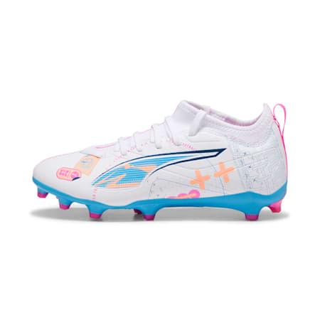 ULTRA 5 MATCH VOLUME UP FG/AG Fußballschuhe Teenager, PUMA White-Luminous Blue-Poison Pink-Fizzy Melon, small