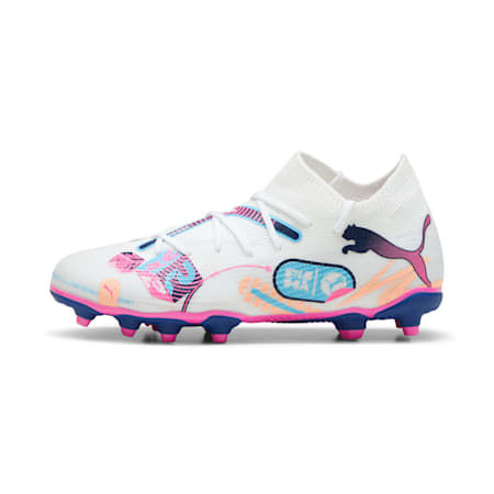 Chaussures de football FUTURE 7 MATCH VOLUME UP FG/AG Enfant et Adolescent, PUMA White-Luminous Blue-Poison Pink-Fizzy Melon, small