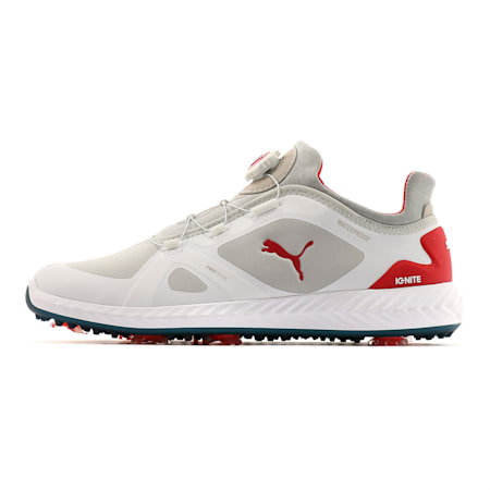 IGNITE PWRADAPT DISC Men's Golf Shoes, Gray Violet-High Risk Red-Puma White, small-SEA