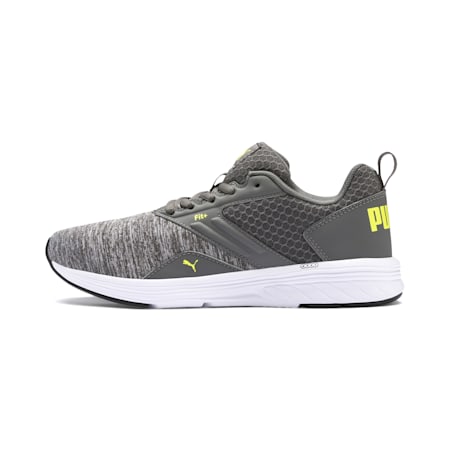 NRGY Comet Running Shoes - Youth 8-16 years, CASTLEROCK-Puma White-Nrgy Yellow, small-AUS