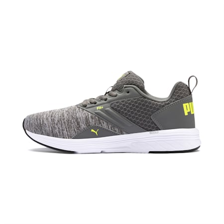 NRGY Comet Unisex Running Shoes - Youth 8-16 years, CASTLEROCK-Puma White-Nrgy Yellow, small-AUS