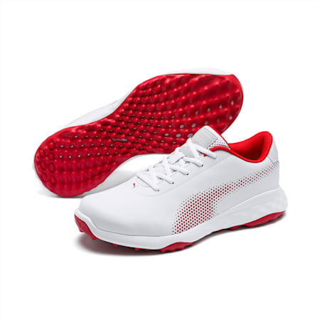 Grip Fusion Tech Men's Golf Shoes, White-High Risk Red, small-AUS