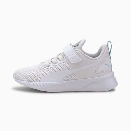 Flyer Runner V Kids' Trainers, Puma White-High Rise-Gulf Stream-Puma Black, small