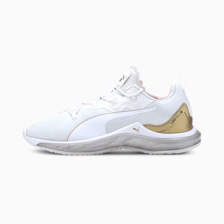puma women's white and gold shoes
