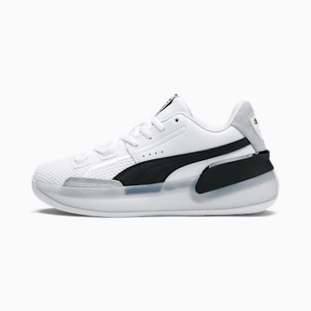 puma black and white tennis shoes