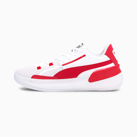 Clyde Hardwood Team Men's Basketball Shoes, Puma White-High Risk Red, small-SEA