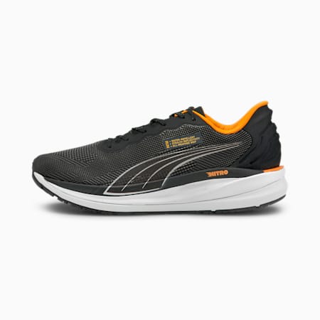 Magnify Nitro WTR Men's Running Shoes, Puma Black-Orange Glow, small-GBR