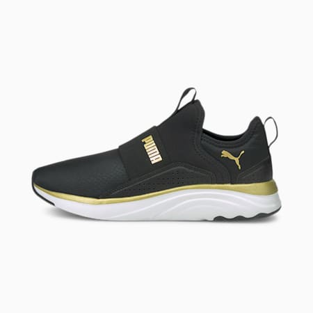 Softride Sophia Slip Shine Women's Running Shoes, Puma Black-Puma Team Gold, small-PHL