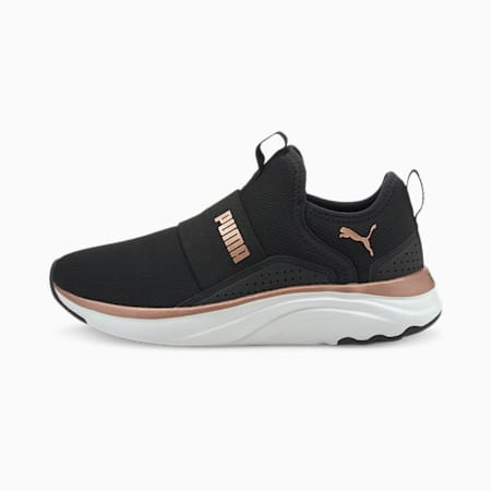 Softride Sophia Slip-On Youth Trainers, Puma Black-Rose Gold-Puma White, small-SEA