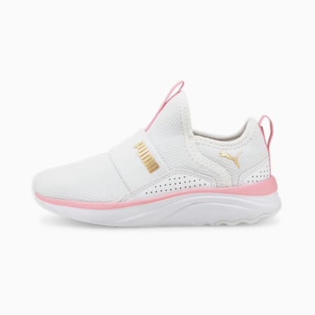 Softride Sophia Slip-On Kids' Trainers, Puma White-PRISM PINK-Puma Team Gold, small-SEA