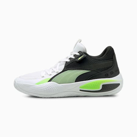 Court Rider I Basketball Shoes, Puma White-Green Glare, small