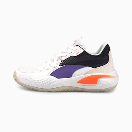 Court Rider I Youth Basketball Shoes, Puma White-Prism Violet, small-AUS