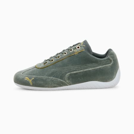 Zapatos deportivos Speedcat Velvet para mujer, Balsam Green-Puma Team Gold, pequeño