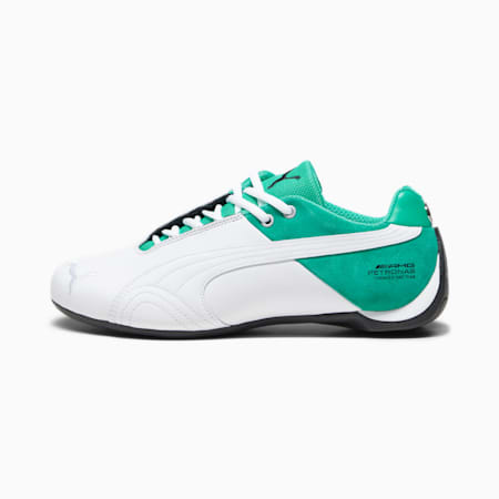 Mercedes-AMG PETRONAS F1 Future Cat OG Unisex Motorsport Shoes, PUMA White-PUMA White-Spectra Green, small-AUS