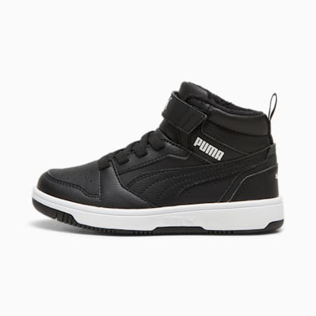 Rebound V6 Mid WTR Kids' Sneakers, PUMA Black-PUMA White, small