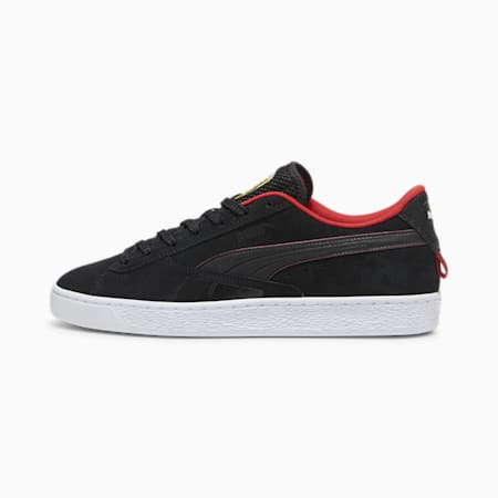 รองเท้าผ้าใบหนังกลับยูนิเซ็กซ์ Ferrari, PUMA Black-Flat Dark Gray, small-THA