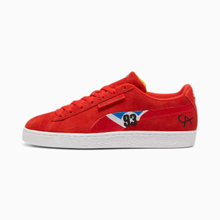 BMW M Motorsport Suede Calder Sneakers, Pop Red-Sport Yellow-Cool Cobalt, small-SEA