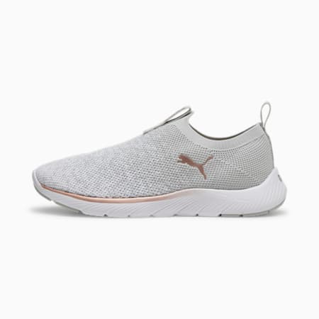 Softride Remi Slip-on Knit hardloopschoenen voor dames, Ash Gray-PUMA White-Rose Gold, small
