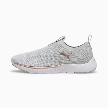 Softride Remi Slip-on Knit Women's Running Shoe, Ash Gray-PUMA White-Rose Gold, small