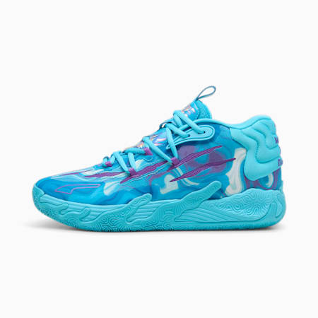 PUMA x MELO MB.03 Charlotte Unisex Basketball Shoes, Electric Peppermint-Purple Glimmer, small-NZL
