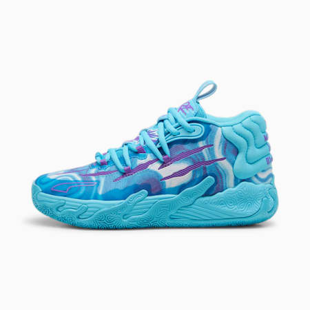PUMA x MELO MB.03 Charlotte Basketball Shoes - Youth 8-16 years, Electric Peppermint-Purple Glimmer, small-AUS