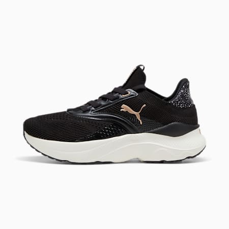 SOFTRIDE Mayve Leopard Women's Running Shoes, PUMA Black-Warm White-PUMA Gold, small-AUS