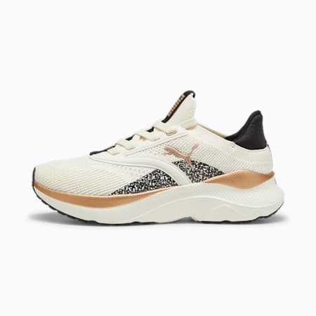 SOFTRIDE Mayve Leopard II Women's Running Shoes, Warm White-PUMA Gold-PUMA Black, small-AUS