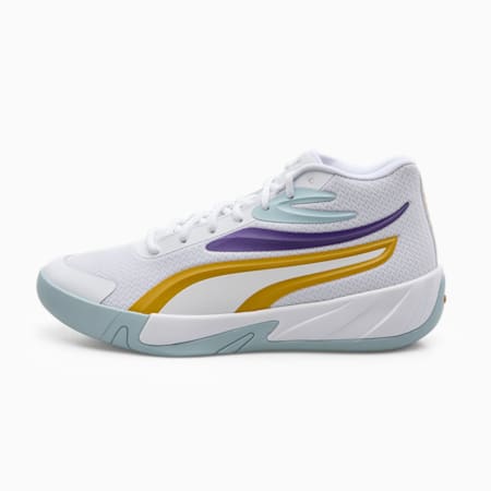 Court Pro Unisex Basketball Shoes, PUMA White-Yellow Sizzle-Team Violet, small-AUS