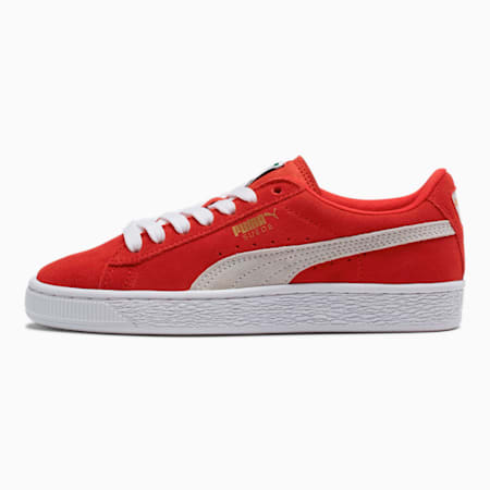 puma red and white sneakers