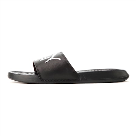 Popcat Slide Unisex Sandals, black-black-white, small-AUS