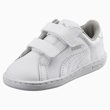 Smash Leather V PS Kids' Trainers, Puma White-Puma White, small-SEA