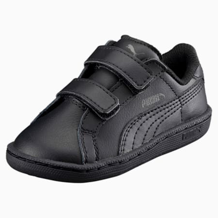 Sepatu Smash Leather V PS Kids' Trainers, Puma Black-Puma Black, small-IDN