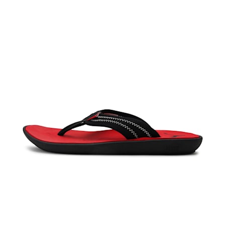 red puma sandals