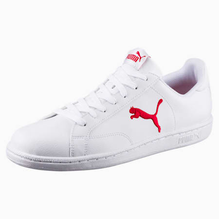 Smash Cat Leather Trainers, Puma White-Barbados Cherry, small-IDN