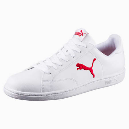 Sepatu Smash Leather Trainers, Puma White-Barbados Cherry, small-IDN