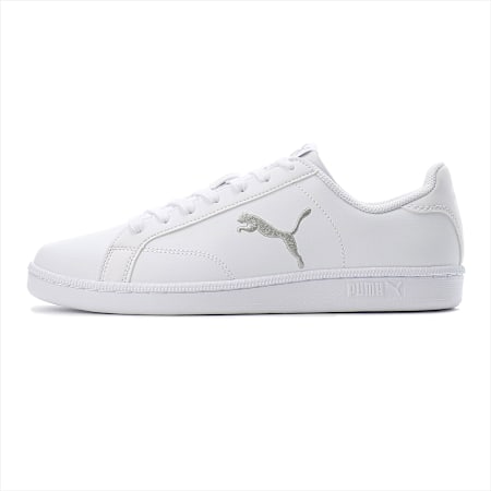 Smash Cat Leather Trainers, Puma White-Puma Silver, small-IDN