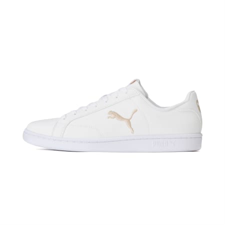 Sepatu Smash Leather Trainers, Puma White-Puma White-Peyote, small-IDN