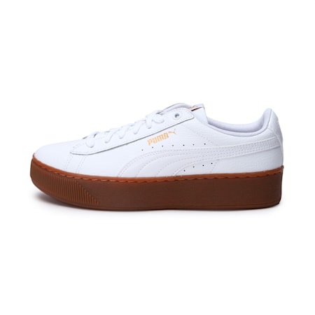 Vikky Platform Leather Women's Trainers, Puma White-Puma White, small-PHL