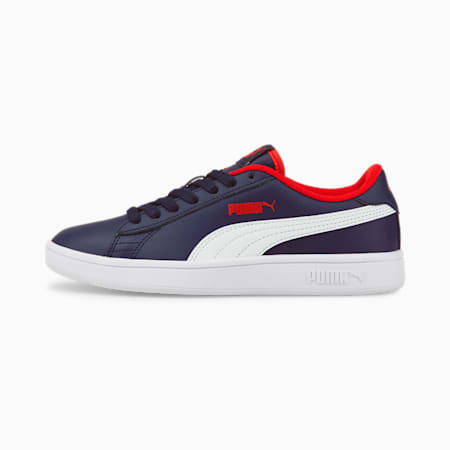 PUMA Smash V2 Trainers Youth, Peacoat-Puma White-High Risk Red, small