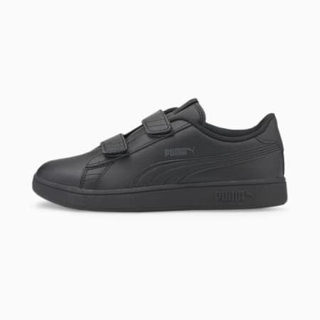 נעלי ספורט לילדים Smash v2 Leather, Puma Black-Puma Black, small-DFA