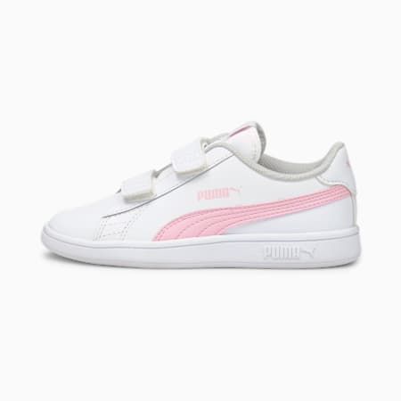 Smash v2 Kids' Trainers, Puma White-Pink Lady, small-PHL