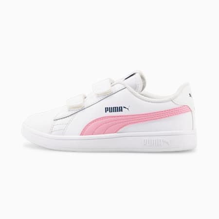 Smash v2 Leder Kinder Sneaker, Puma White-PRISM PINK, small