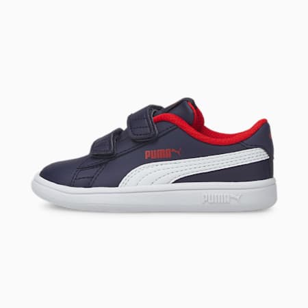 נעלי ספורט לילדים Smash v2, Peacoat-Puma White-High Risk Red, small-DFA