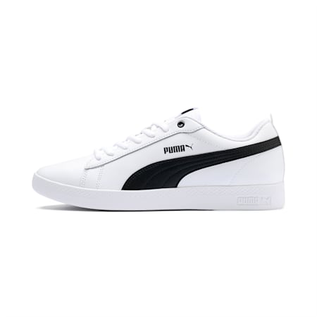 Smash v2 leren sportschoenen voor dames, Puma White-Puma Black, small