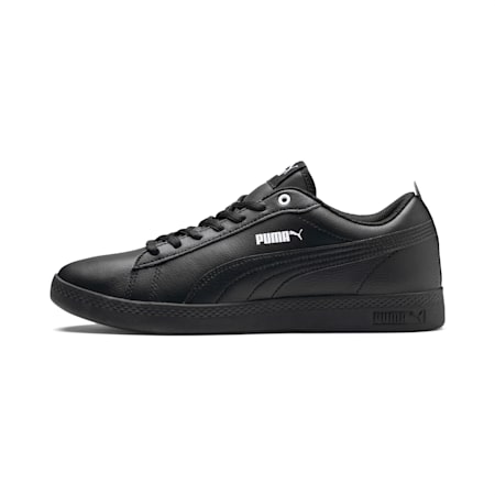 Smash v2 leren sportschoenen voor dames, Puma Black-Puma Black, small