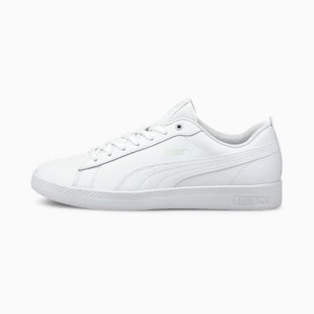 Smash v2 leren sportschoenen voor dames, Puma White-Puma White, small