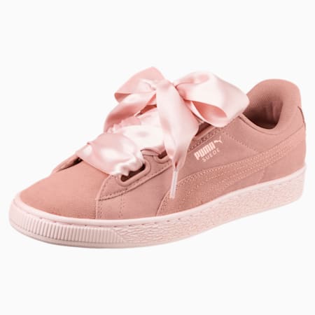 Suede Heart Pebble Women's Trainers, Peach Beige-Pearl, small-SEA