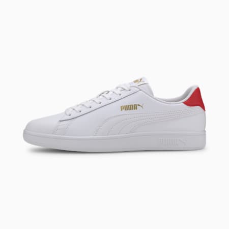 PUMA Smash v2 Sneaker, Puma White-High Risk Red-Puma Team Gold, small-SEA